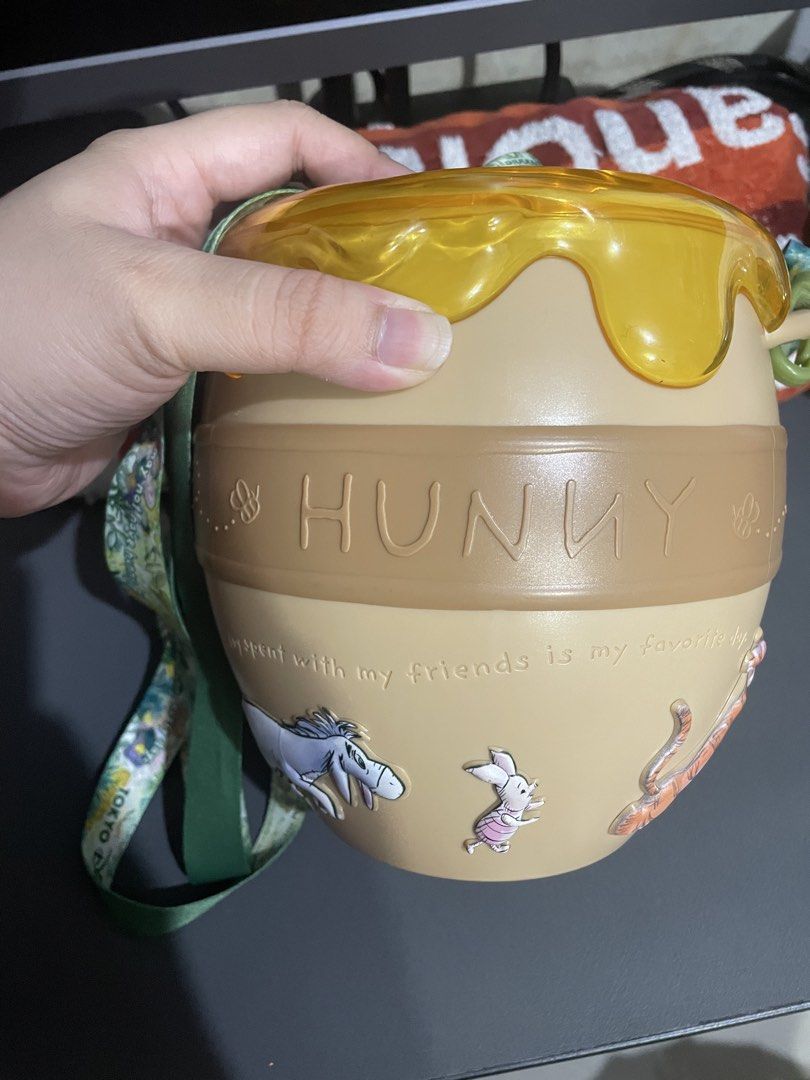 Authentic Disney Winnie the Pooh Popcorn Bucket (Category: Character Goods) located in Manila. Submitted by prelovedpicksph (Listing ID 1456949251, Image 3). Description: — in good condition, no flaws — authentic Tokyo Disneyland Winnie the Pooh Honeypot Popcorn Bucket — features Winnie the Pooh on top of the bucket.
