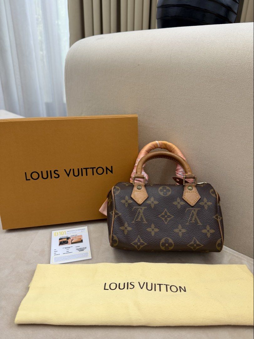 Authentic Louis Vuitton Nano Speedy (Category: Luxury Bags & Wallets) located in Manila. Submitted by maria_2326 (Listing ID 1444207828, Image 1). Description: Louis Vuitton Nano Speedy Hard to find Guarantee Authentic Please manage your expectation as this is a vintage bag Inclusions: Certificate of Authentication Free Twilly Provided Box&Dust Bag Provided Sling NO TO LOWBALLERS 👎🏻 Location: Manila/QC.