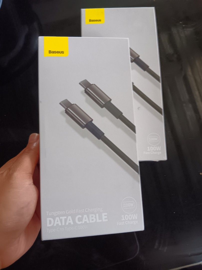 Baseus Type C to Type C Quick Charge cable (Category: Chargers & Cables) located in Quezon City. Submitted by AuthenticGoods4U (Listing ID 1456810578, Image 3). Description: - Baseus USB-C to USB-C Cable - Supports 100W Fast Charging - Extra Long 200cm (2m) Length - Built-in E-Marker Chip for optimal power delivery - Premium Black High-Gloss Zinc Alloy Connectors - Durable Nylon Braided Cable - 480Mbps Data Transmission Rate I have extra 2 pcs P3