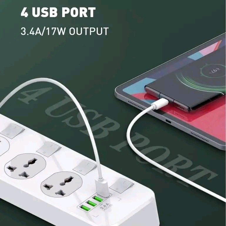 BAVIN Defender Series 3.4A Fast Charger 4 USB 4 Socket Power Strip (Category: Electrical, Adaptors & Sockets) located in Manila. Submitted by marvieobordo (Listing ID 1456934674, Image 3). Description: - BAVIN Defender Series Power Strip (Model SC4408) - 4 Universal Sockets: Fits international plugs, with individual switches for each socket. - 4 USB Ports: For fast charging. - Total Output: 3.4A / 17W - Safety: Made with fireproof PC material, re