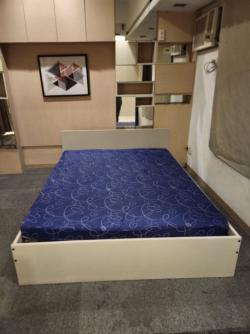 Bed frame wooden (Category: Bed Frames & Mattresses) located in Manila. Submitted by reyesortega (Listing ID 1456916531, Image 1). Description: ikea bed frame 180x200cm no flaws rfs: wrong size for the room.