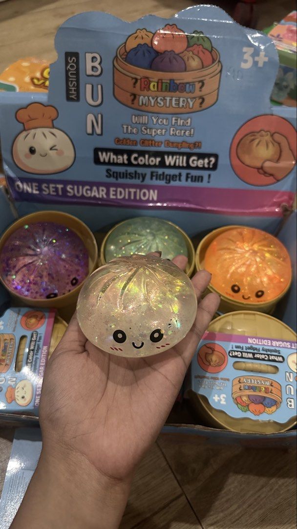 Big Needoh Dumpling (Category: Designer & Blind Box Toys) located in Caloocan City. Submitted by jobagads (Listing ID 1456931735, Image 1). Description: - Squishy Bun Mystery Sugar Edition fidget toy - Blind box packaging: Each purchase is a surprise! - Collectible and fun to squish - Great for stress relief and fidgeting - Chance to find the super rare golden glitter dumpling.