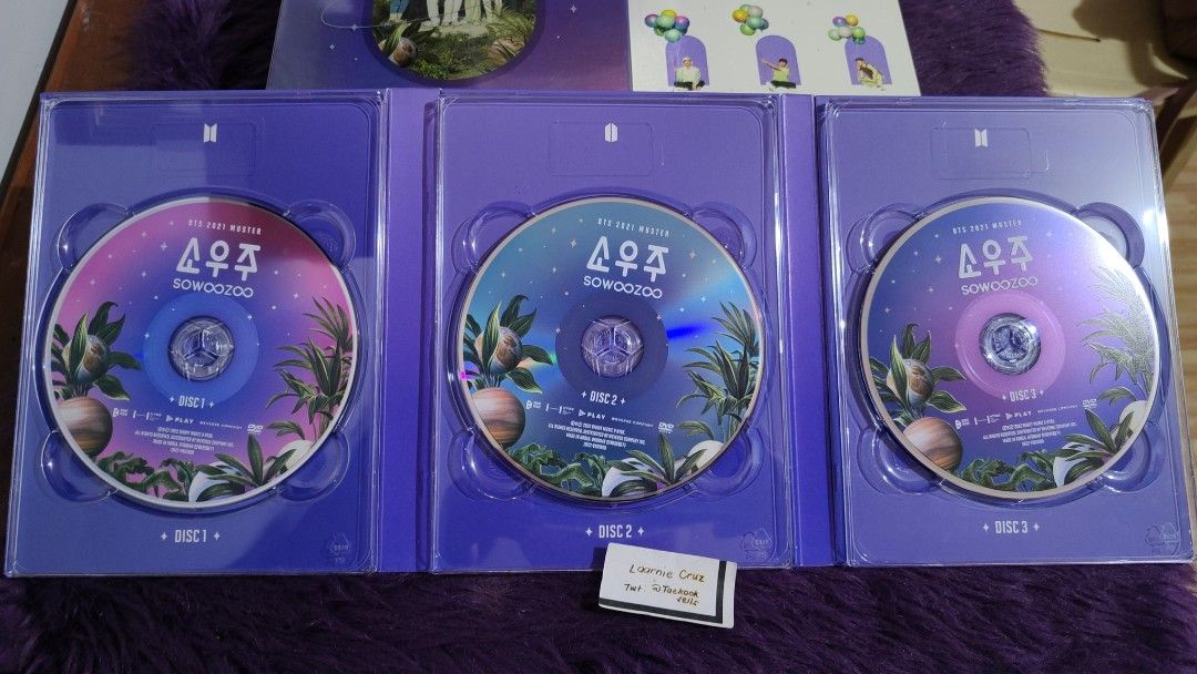 BTS 2021 Muster Sowoozoo DVD Set (Category: CDs & DVDs) located in Calamba. Submitted by laarnzz (Listing ID 1456852119, Image 3). Description: - BTS 2021 Muster Sowoozoo DVD Set - Includes 3 discs with performances & behind-the-scenes content - Comes with a photo stand and stickers - A must-have for any ARMY!.