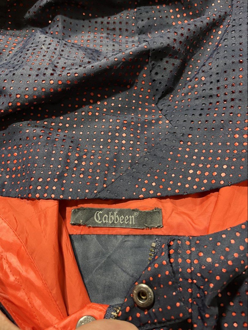 Cabbeen perforated navy and orange hooded lightweight jacket (Category: Coats, Jackets and Outerwear) located in Lucena. Submitted by mjaothrift (Listing ID 1456843836, Image 3). Description: Cabbeen perforated navy and orange hooded lightweight jacket Size Medium to Large .