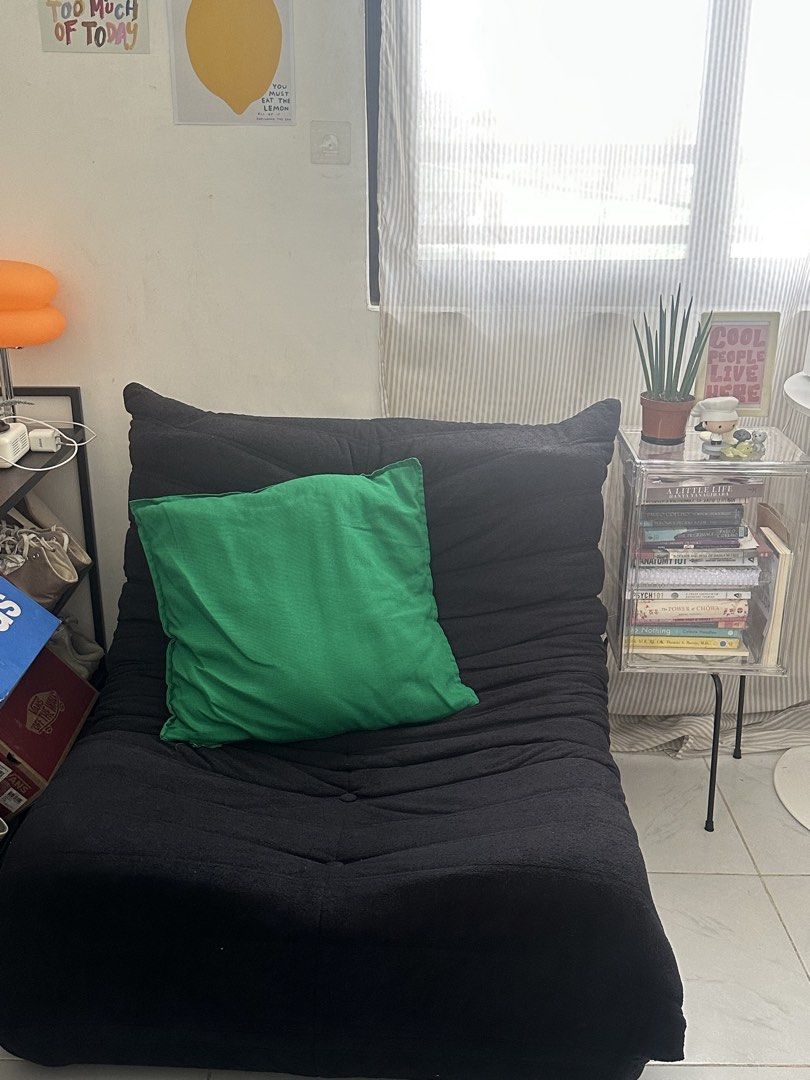 Caterpillar Sofa [Togo Dupe] (Category: Sofas) located in Muntinlupa City. Submitted by oddeclutters (Listing ID 1456838975, Image 1). Description: ✨Caterpillar Sofa [Togo Dupe] 🛋️✨ Price: ₱3,500 -In good condition -2-seater Togo Dupe -very comfy sofa and durable -bought last Jan 2026 at black app -dimensions: 800*920*680mm **green pillow not included RFS: decluttering; takes up too much space MOP: Payment first via GCASH before shipping **shipp