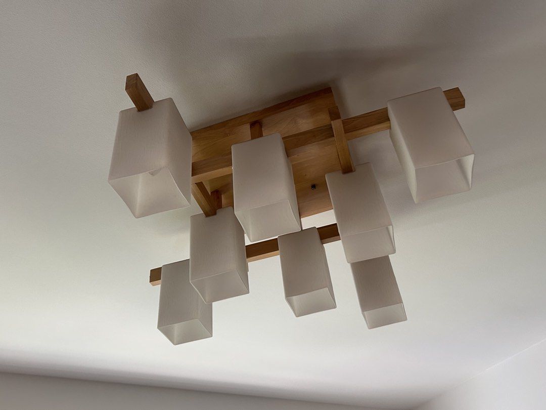 Ceiling lights (Category: Lighting) located in Singapore. Submitted by tenishaven (Listing ID 1456835948, Image 1). Description: Switched to ceiling fan with light so don’t need this anymore. measures roughly 70x70cm with 8 individual light bulbs all working fine.