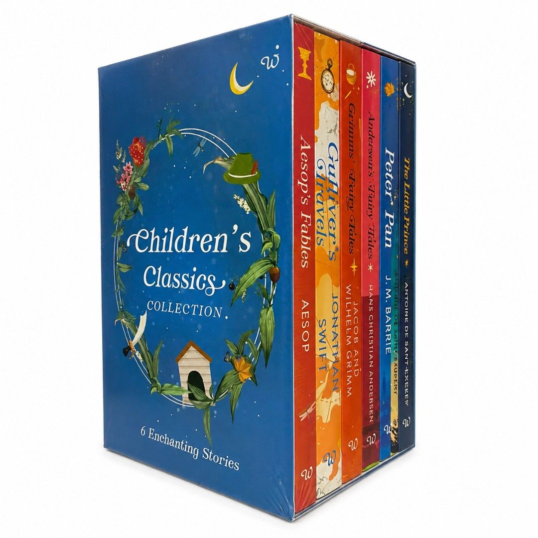 Children's Classic Collection Bookset (Category: Storybooks) located in Manila. Submitted by pixelnprintlab (Listing ID 1456866137, Image 1). Description: ✨ AVAILABLE | ORIGINAL BOOK SET ✨ 📚 Children’s Classics Collection A beautiful collection of 6 enchanting stories: • Aesop’s Fables • Gulliver’s Travels • Grimms’ Fairy Tales • Andersen’s Fairy Tales • Peter Pan • The Little Prince ✔️ Original ✔️ Complete 6-book collection with slipcase ✔️ Rea