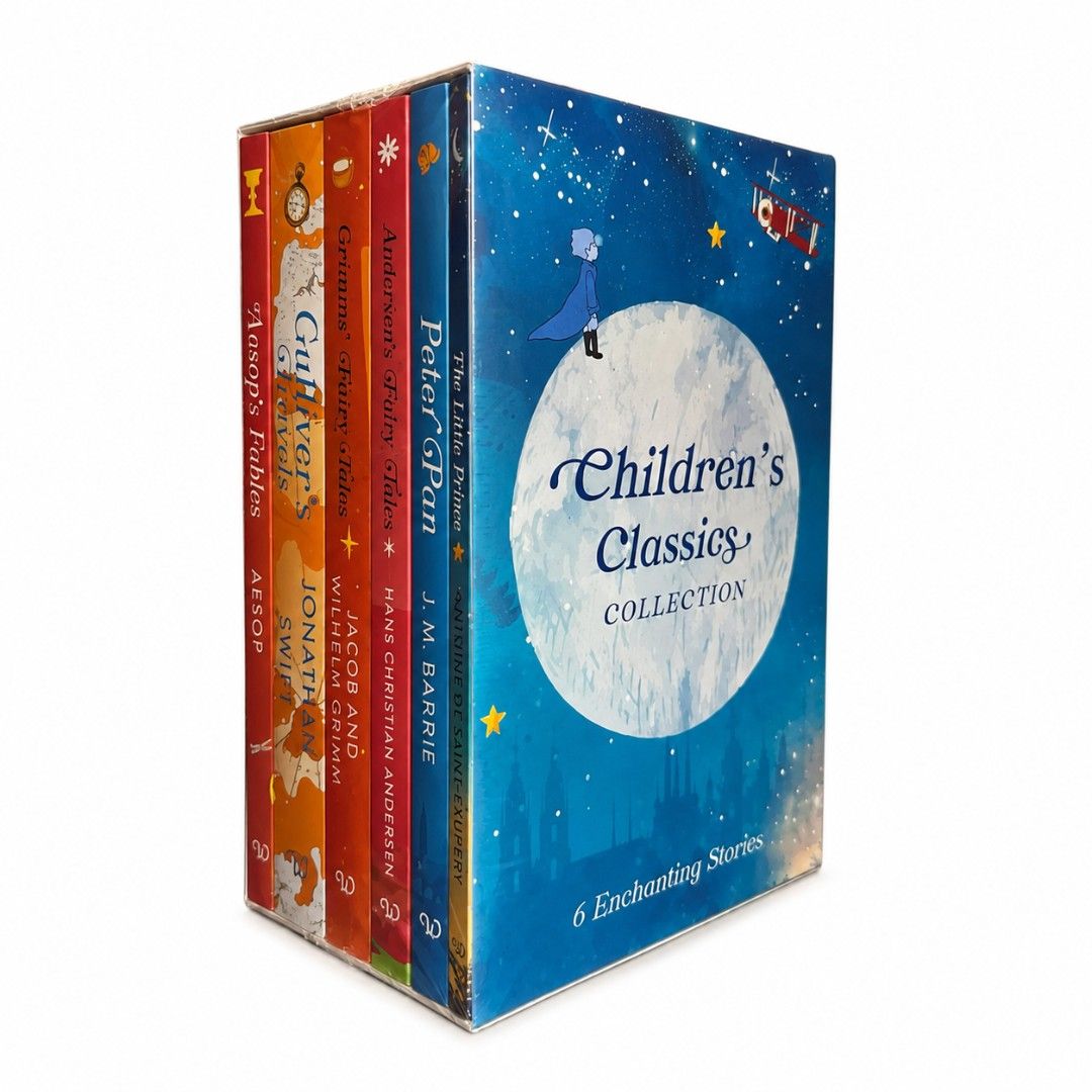 Children's Classic Collection Bookset (Category: Storybooks) located in Manila. Submitted by pixelnprintlab (Listing ID 1456866137, Image 2). Description: ✨ AVAILABLE | ORIGINAL BOOK SET ✨ 📚 Children’s Classics Collection A beautiful collection of 6 enchanting stories: • Aesop’s Fables • Gulliver’s Travels • Grimms’ Fairy Tales • Andersen’s Fairy Tales • Peter Pan • The Little Prince ✔️ Original ✔️ Complete 6-book collection with slipcase ✔️ Rea