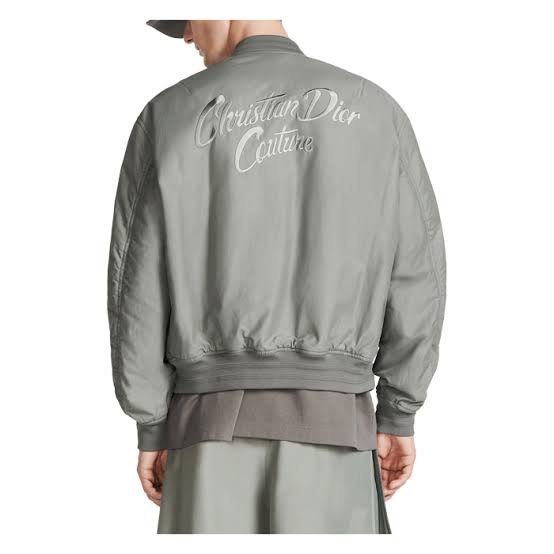 Christian Dior 24SS Cotton Blend Bomber Jacket (Category: Coats, Jackets and Outerwear) located in Manila. Submitted by -handpick- (Listing ID 1456874566, Image 1). Description: This is a Christian Dior 24SS Cotton Blend Bomber Jacket in gray featuring a prominent tonal “Christian Dior Couture” cursive embroidery on the back. Size : 50 Dimensions : Length: 28 inches Width: 24.5 inches Shoulder : 23 inches Sleeve : 25.5 inches Sign of wear in good