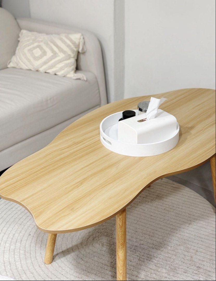 Cloud Coffee Table (Category: Tables & Sets) located in Singapore. Submitted by lookitsmong (Listing ID 1456923123, Image 2). Description: Length: 120cm (left to right) Width: 60cm (it’s cloud shape so there are curved edges) Height: 50cm Super easy to assemble, just screw in the 4 legs. No tools needed. Will remove the legs for easy pickup /transporting. Pickup at Marine Cres or I can arrange Lalamove, borne by customer 🫶🏼.