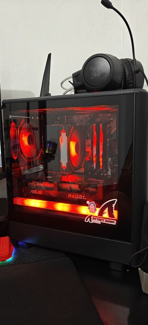 Custom Gaming PC with RGB Lighting (Category: Desktops) located in Taguig. Submitted by superhypeee71172 (Listing ID 1456781870, Image 1). Description: FOR SALE ONLY GAMING SYSTEM UNIT GOOD FOR 1080P Specs: RYZEN 7 5700X ASYS RX 6600 8GB 1TB SSD KINGSTON NV3 6000read speed 4000 write 240GB SSD 8x2 16gb ram Kingbank rgb MAG 750GL MODULAR PSU ASUS PRIME B550M A WIFI II JUNGLE LEOPARD CPU COOLER WITH LCD 45000 asking price Slightly negotiable Unli t