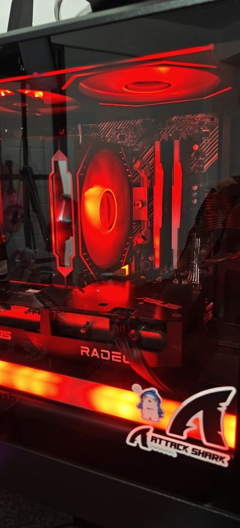 Custom Gaming PC with RGB Lighting (Category: Desktops) located in Taguig. Submitted by superhypeee71172 (Listing ID 1456781870, Image 2). Description: FOR SALE ONLY GAMING SYSTEM UNIT GOOD FOR 1080P Specs: RYZEN 7 5700X ASYS RX 6600 8GB 1TB SSD KINGSTON NV3 6000read speed 4000 write 240GB SSD 8x2 16gb ram Kingbank rgb MAG 750GL MODULAR PSU ASUS PRIME B550M A WIFI II JUNGLE LEOPARD CPU COOLER WITH LCD 45000 asking price Slightly negotiable Unli t