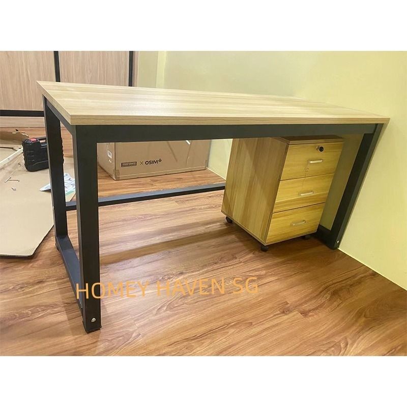 Dacey study table Long table (Category: Tables & Sets) located in Singapore. Submitted by chetgrates31684 (Listing ID 1456823049, Image 2). Description: 🔥🔥Dacey study table(A64) Material:2.5cm solid wood particle board 5*5cm iron stand Size:See the image ✅ 100cm $99 ✅ 120cm $115 ✅ 140cm $125.