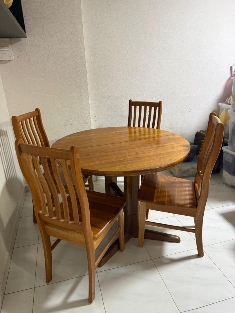 Dining Table Set (Category: Tables & Sets) located in Singapore. Submitted by sfelectronics (Listing ID 1456906426, Image 2). Description: - Well used Dining Table Set - Condition: Good - Includes 4 chairs RFS: Moving house hence selling Collection Date: 31st August 2026 Please arrange delivery for your own collection..