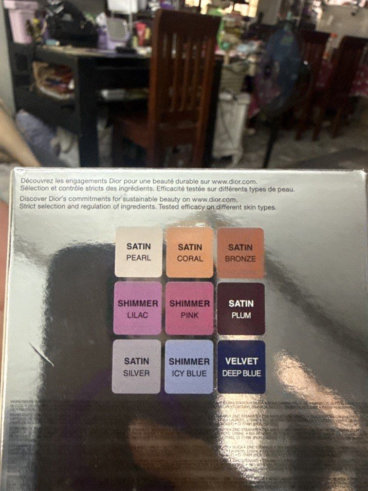 DIOR BACKSTAGE 004 Celestial Purple Eye Palette (Category: Makeup) located in Angeles City. Submitted by migs_font29 (Listing ID 1456923048, Image 3). Description: - Dior Backstage Eye Palette - Shade: 004 Celestial Purple - Contains 9 ultra-pigmented eyeshadows - Finishes: Satin and Shimmer - Shades include: Satin Pearl, Satin Coral, Satin Bronze, Shimmer Lilac, Shimmer Pink, Satin Plum, Satin Silver, Shimmer Icy Blue, Velvet Deep Blue - Net wei