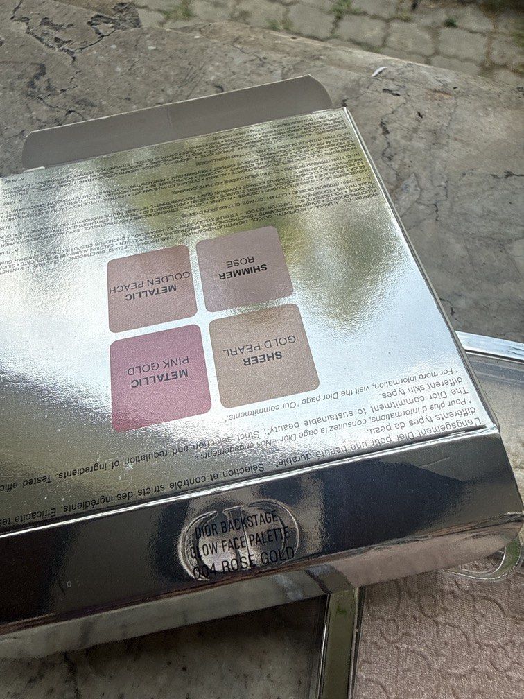 Dior Backstage Glow Face Palette - Rose Gold (Category: Makeup) located in Angeles City. Submitted by migs_font29 (Listing ID 1456923178, Image 2). Description: - Dior Backstage Glow Face Palette in Rose Gold - Includes 4 illuminating shades: Metallic Pink Gold, Shimmer Rose, Sheer Gold Pearl, Metallic Golden Peach - Perfect for highlighter and blush - Net weight: 0.35 oz.