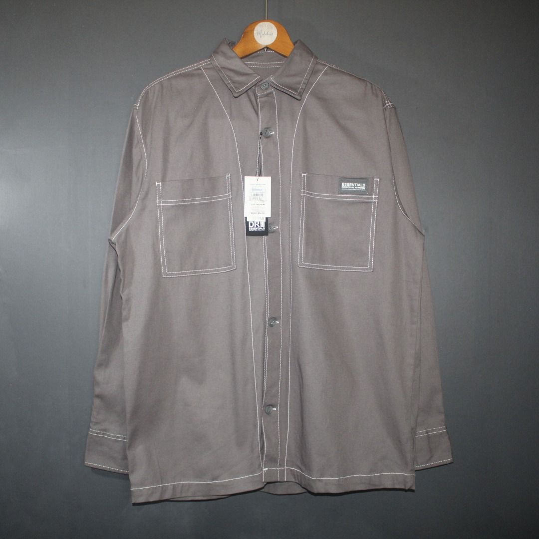 DR Essentials Contrast Stitch Utility Shirt Jacket Gray Men's Size Medium (Category: Formal Shirts) located in Butuan. Submitted by maluthrift (Listing ID 1456921241, Image 1). Description: Reason for Sale: Wrong Size for me. This is not thrifted item. This was bought from US DR Essentials Contrast Stitch Utility Shirt Jacket Gray Men's Size Medium Size on Tag: Medium (Fit to Large) - Width: 23” -Length: 30” -Sleeves: 25" Condition : Brand New Is