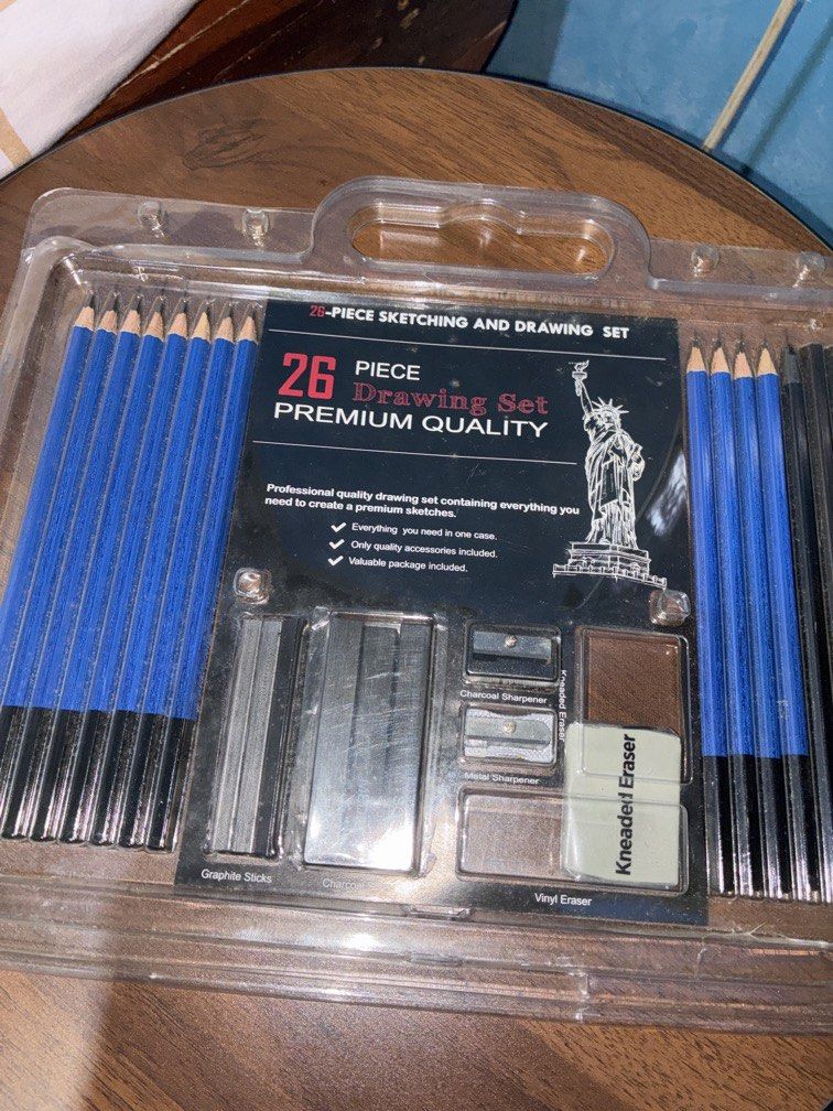 Drawing Set (Category: Stationery & School Supplies) located in Llanera. Submitted by sellerfanfic (Listing ID 1456858480, Image 2). Description: Art pencil set include - erasers, sharpener , pencils graphite sticks , chracoal sticks , vinyl eraser and charcoal pencils only missing one eraser (used it ) freebies included message me for more photo or video.