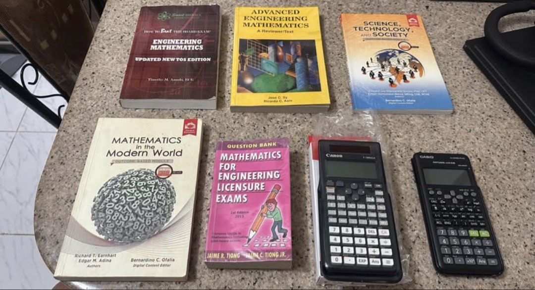 Engineering Math Books & Calculators: Reviewers, Question Banks, Modern World (Category: Textbooks) located in Manila. Submitted by iangalarre45871 (Listing ID 1456833883, Image 1). Description: 📚 FOR SALE: Engineering Books & Calculators (Board Review / STEM) Selling my extra engineering books and calculators. All items are in good condition, some lightly used, some brand new. 📘 BOOKS: • Engineering Mathematics (Smart Edge) – ₱300 (used) • Mat