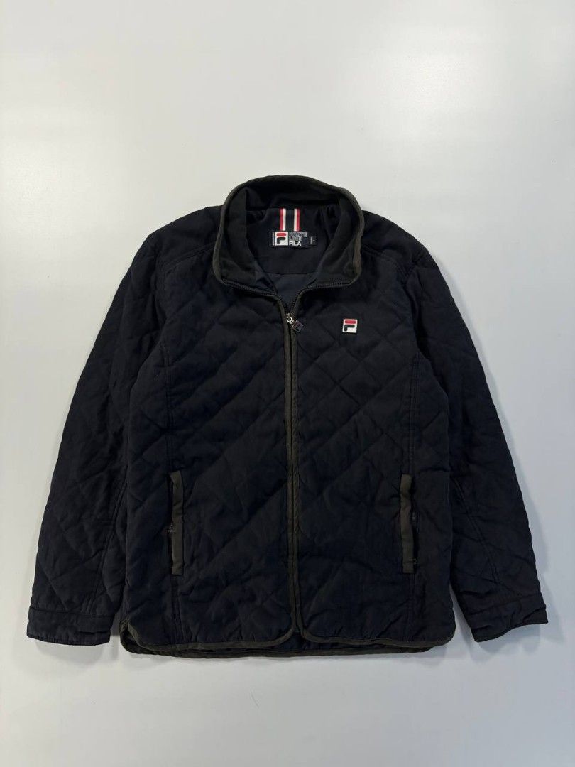Fila Vintage Diamond Quilted Full-Zip Jacket (Category: Coats, Jackets and Outerwear) located in Baguio. Submitted by piesgee.co (Listing ID 1454253724, Image 1). Description: EXCELLENT CONDITION LARGE ON TAG L- 27 W- 20.5 COLOR RATE 9/10 NO ISSUE.