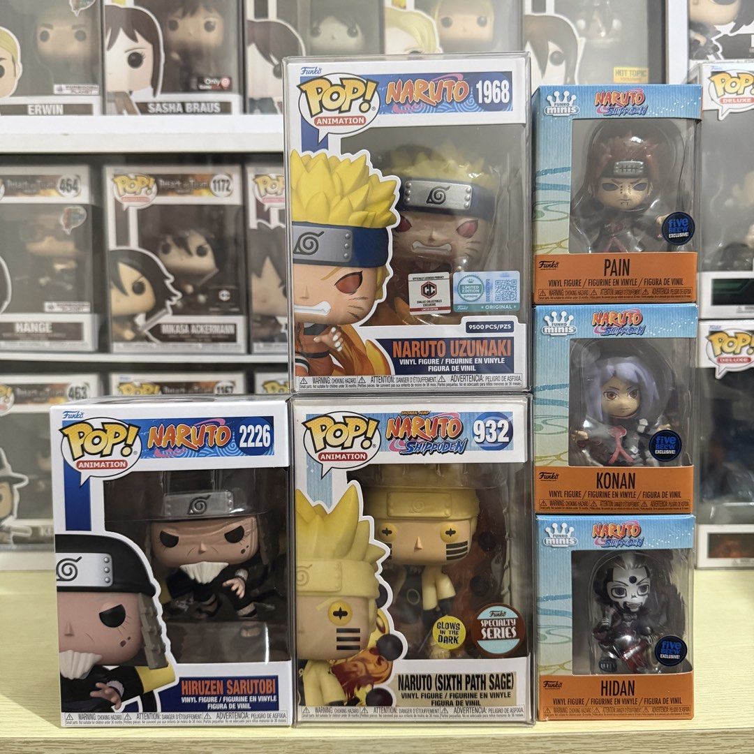 Funko Pop & Minis: Naruto / Shippuden (Category: Designer & Blind Box Toys) located in Quezon City. Submitted by tokyobailey (Listing ID 1456841832, Image 1). Description: FS: Naruto Shippuden: Naruto LE9500 Chalice Pre-release - 6000 Hiruzen Sarutobi - ❌ Naruto (Sixth Path Sage) Specialty Series GITD - 1200 Funko Minis: Hidan Chase - 500 Pain - 350 Konan - 350 First to pay gets the item Reservation = 50% of stated price (non-refundable; max hold