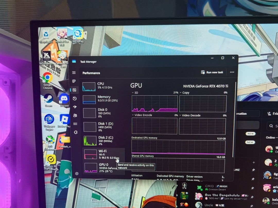 Gaming PC RTX 4070 Ti (Category: Desktops) located in Del Monte. Submitted by arizperol (Listing ID 1456931152, Image 2). Description: Gaming PC – Ryzen 7 5800X + RTX 4070 Ti | 32GB RAM CPU: AMD Ryzen 7 5800X (8 Cores / 16 Threads) GPU: NVIDIA GeForce RTX 4070 Ti FANS: Jungle Leopard Astrobeat 360 ARGB 360mm AIO Liquid Cooler White itw MOBO: MSI B550M WiFi RAM: G.Skill tridentZ Neo 32GB DDR4 RAM Storage: Kingston 1TB NV1 SNVS/1000G NVME M.2 PCIe 