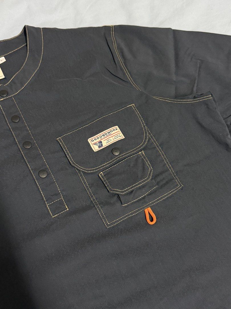 GROUNDWORK mandarin collared shirt (denim blue color) (Category: Tshirts & Polo Shirts ) located in Makati City. Submitted by aaron.serrano (Listing ID 1456936388, Image 2). Description: GROUNDWORK mandarin collared shirt Denim Blue Colorway used once in size large ₱ 2000 nego.
