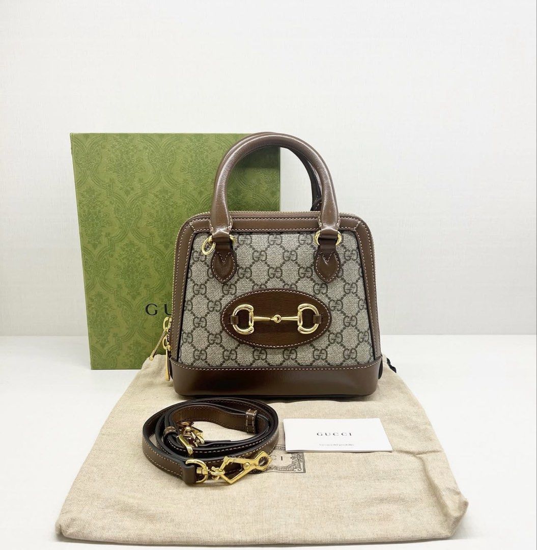 GUCCI mini horsebit 1955 top handle (Category: Luxury Bags & Wallets) located in Tagaytay City. Submitted by eg_gallery (Listing ID 1456795936, Image 1). Description: guaranteed authentic / box, dustbag, long strap, booklet, receipt.