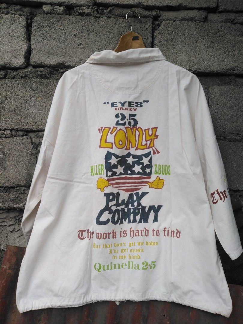 Gumu international (Category: Coats, Jackets and Outerwear) located in General Santos City (Dadiangas). Submitted by evolveorrepeat (Listing ID 1456859221, Image 2). Description: Vtg GUMU international" the work is hard to find" smock utility overshirt style jacket size :F Off -white colorway Normal sign of usage Dm to purchase!.