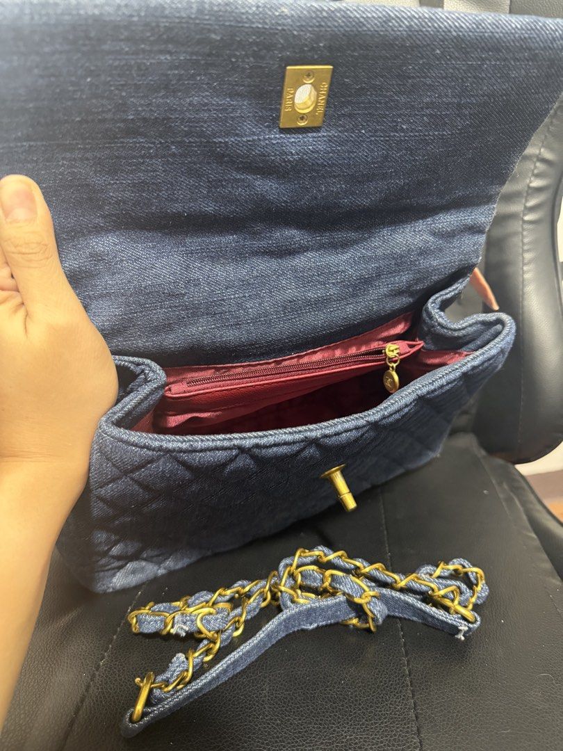 Handbag (Category: Luxury Bags & Wallets) located in Antipolo. Submitted by declutteringirlie0317 (Listing ID 1456934654, Image 3). Description: -chanel denim -top handle -with strap -gold hardware .