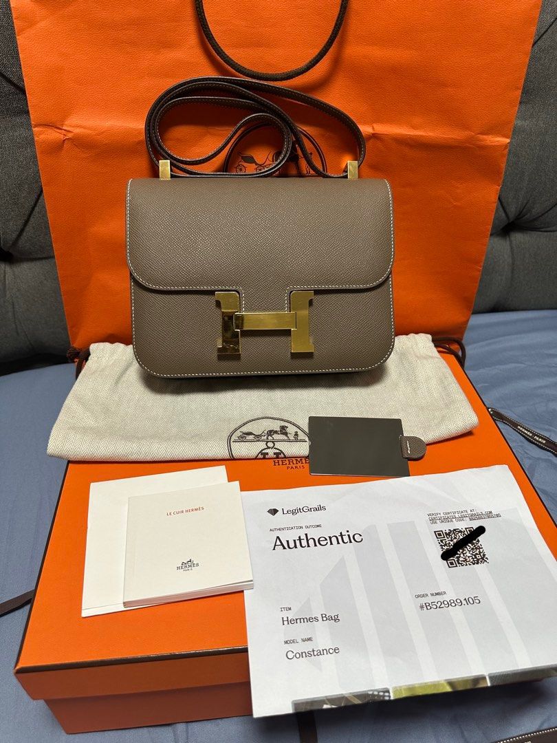 Hermes Constance 24 Stamp U (2022)New Version (Category: Luxury Bags & Wallets) located in Quezon City. Submitted by closet_luxury (Listing ID 1454954271, Image 1). Description: - Authentic Hermes Constance bag -Etoupe Ghw Stamp U(2022) - Comes with original box, dust bag, and authenticity cards -with Certificate of Authenticity ( Legitgrails).