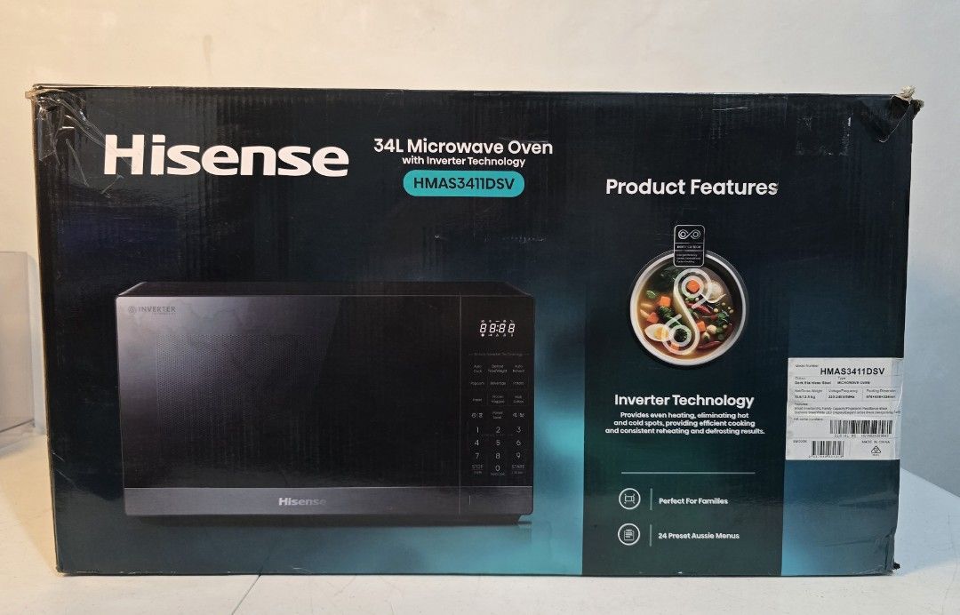 Hisense 32L Inverter Microwave (Category: Ovens & Toasters) located in Rizal. Submitted by potato_corner (Listing ID 1456948817, Image 1). Description: Hisense 32L Inverter Microwave Australian mall pull out Used as display unit new open box only Manual Box 220V 6.5k.