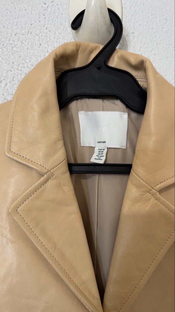 H&M Leather Blazer in Butter Yellow (Category: Coats, Jackets and Outerwear) located in Manila. Submitted by maria_mk (Listing ID 1456803694, Image 3). Description: .