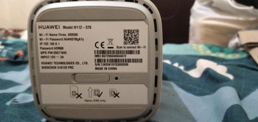 Huawei 5G WiFi Router Model H112-370 (Category: Networking) located in Taguig. Submitted by allanvictor75 (Listing ID 1456817597, Image 2). Description: - Huawei 5G WiFi Router (Model: H112-370) "OPEN LINE" - Supports Nano-SIM cards for 5G connectivity - Power Input: 12V, 2A -will consider fair offers "FOR SURE BUYERS ONLY" -know what you are purchasing. -thank you, be safe and God bless.