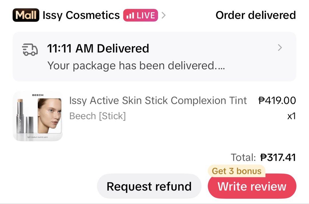 ISSY Skin Stick in BEECH (Category: Makeup) located in Angeles City. Submitted by leleleemon (Listing ID 1456796126, Image 2). Description: newly bought. swatched thrice only. wrong shade!.