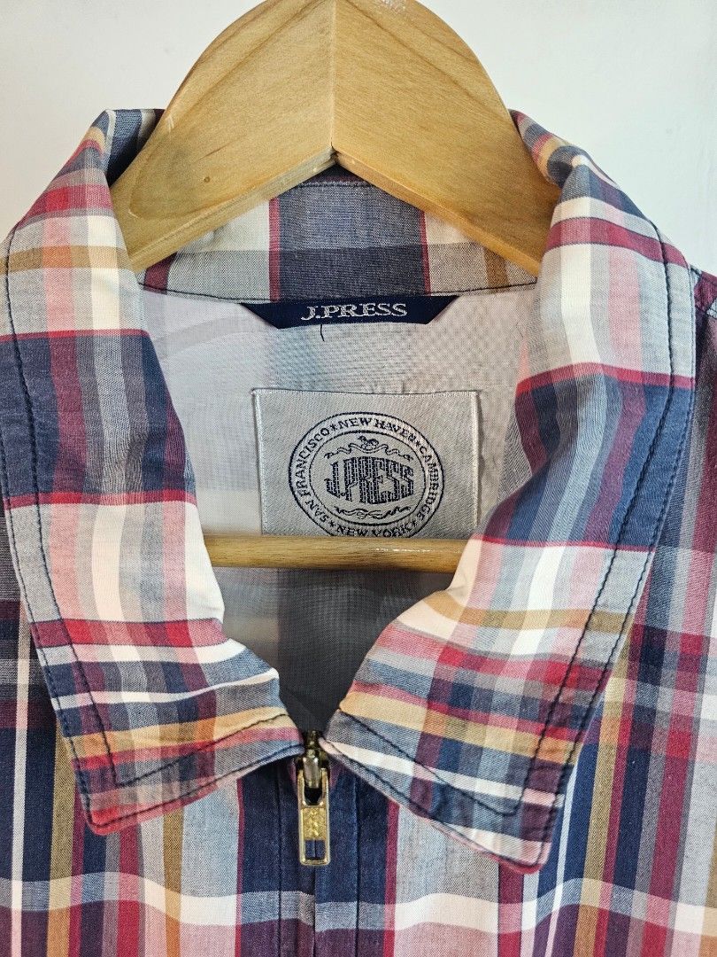 J press Madras Harrington jacket (Category: Coats, Jackets and Outerwear) located in Davao. Submitted by workwear_stuff (Listing ID 1456818208, Image 3). Description: J press Madras Harrington jacket Condition 9/10 small stain Color Rate 9/10 Width 26 Length 27 Sleeve 23 M - 1350.