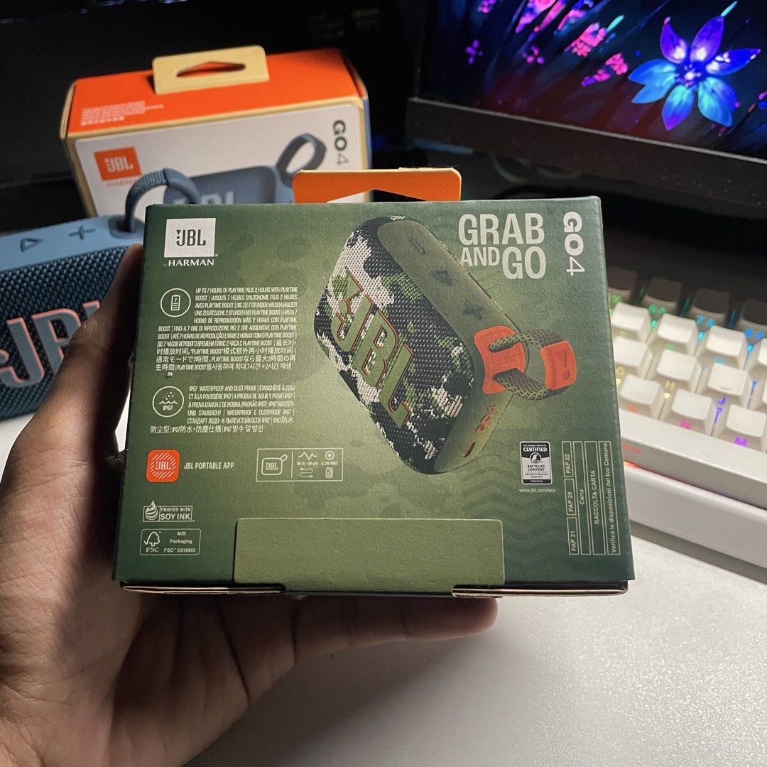 JBL GO 4 Portable Waterproof Bluetooth Speaker (Category: Soundbars, Speakers & Amplifiers) located in Manila. Submitted by jhndarius (Listing ID 1456855259, Image 3). Description: BRAND NEW SEALED ₱1399 fixed price. - JBL GO 4 Portable Speaker - Waterproof and Dustproof: Perfect for outdoor adventures! - Easy Connectivity: Bluetooth 5.3 - Long Playtime: Up to 7 hours - Grab & Go Design: Features a handy loop for easy carrying - Available Colors: