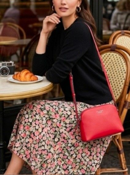 KATE SPADE Red Saffiano Leather Sling Bag (Authentic) (Category: Luxury Bags & Wallets) located in Manila. Submitted by dcory (Listing ID 1456706754, Image 1). Description: Brand: Kate Spade Material: Saffiano Leather Color: Red Width: 9 inches Height: 6 inches Exterior Pockets: One flat pocket Interior Pockets: One flat pocket - Please expect signs of wear and a few scratches since this is a preloved item.