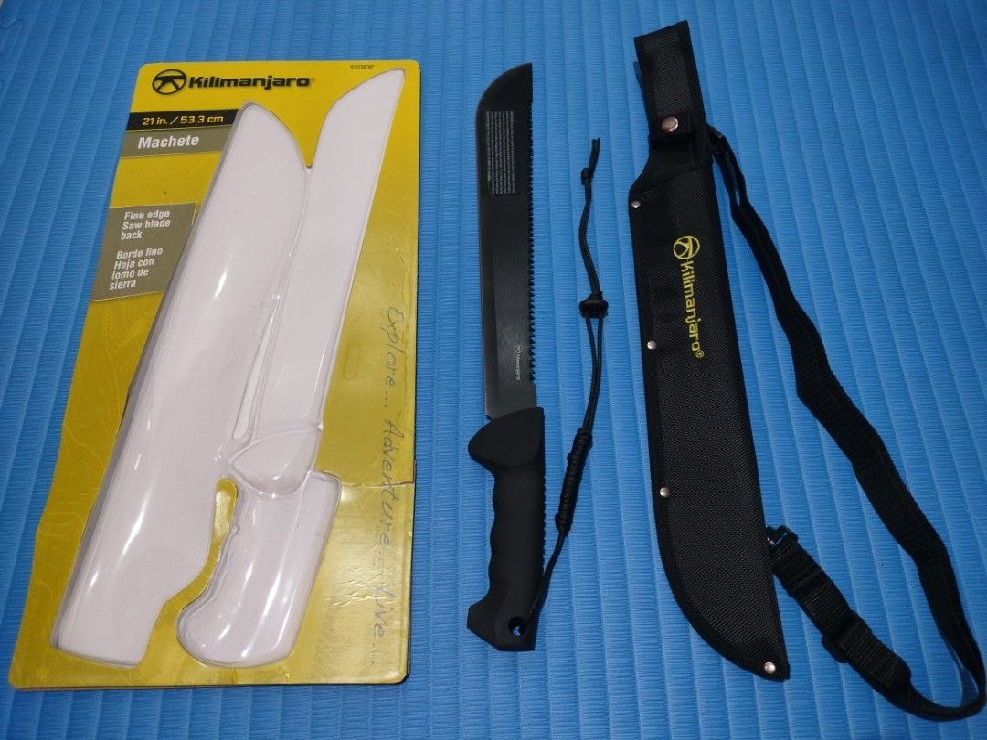 Kilimanjaro Machete (Category: Knives & Chopping Boards) located in Mandaluyong City. Submitted by bzbee.packaging (Listing ID 1456947894, Image 1). Description: Price is fixed. Took out from original packaging only, never been used. Check photos for product specifications. 🔶MODE OF PAYMENT BDO, BPI, GCash 🔶PICK UP LOCATION Lalamove📍: 473 Boni Ave, Brgy. New Zaniga, Mandaluyong.