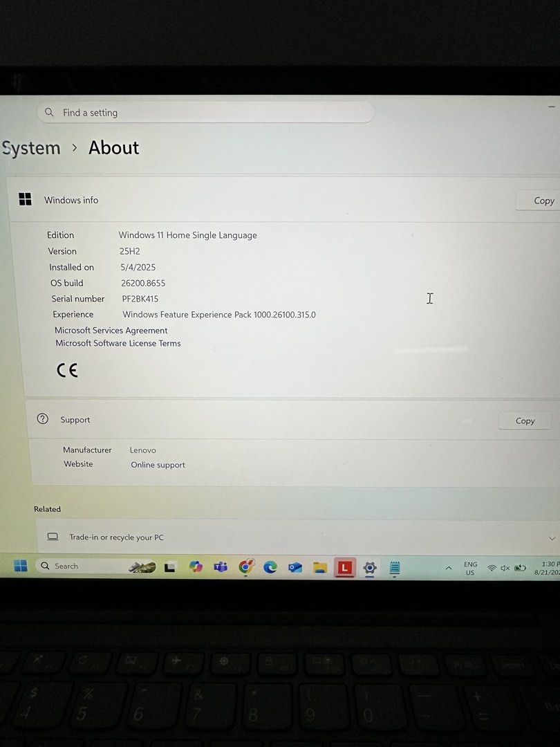 Lenovo Ideapad s540-13IML (Category: Laptops & Notebooks) located in Quezon City. Submitted by donsalta (Listing ID 1456847745, Image 3). Description: Lenovo Ideapad S540-13IML Product Number: 81XA006WPH Display: 13.3" QHD (2560x1600) IPS 300nits glossy, 100% sRGB Processor: Intel(R) Core(TM) i7-10510U CPU @ 1.80GHz (2.30 GHz) RAM: 16GB DDR4-2666Mhz GPU: NVIDIA GeForce MX350 (2 GB) with Intel(R) UHD Graphics (128 MB) SSD: 512GB SSD M.2 2280 PCIe 