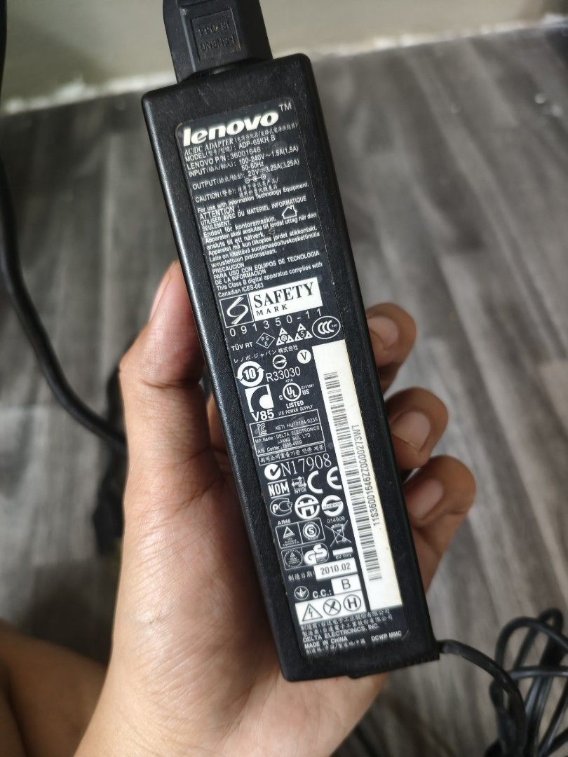 Original Lenovo Laptop Adapter Charger (Category: Chargers) located in Mandaluyong City. Submitted by aryan0027 (Listing ID 1456839975, Image 1). Description: - original Lenovo Laptop Charger - Model: PA-1650-56LC - Input: 100-240V~1.5A - Output: 20V 3.25A - Fully functional - Reason for selling: laptop is no longer working.