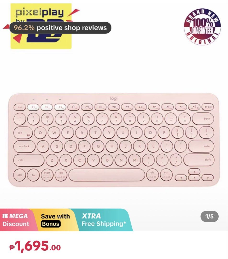 Logi K380 Pink Bubble Wireless Keyboard with Case (Category: Computer Keyboard) located in Manila. Submitted by doooough (Listing ID 1456924646, Image 2). Description: With case No issues.