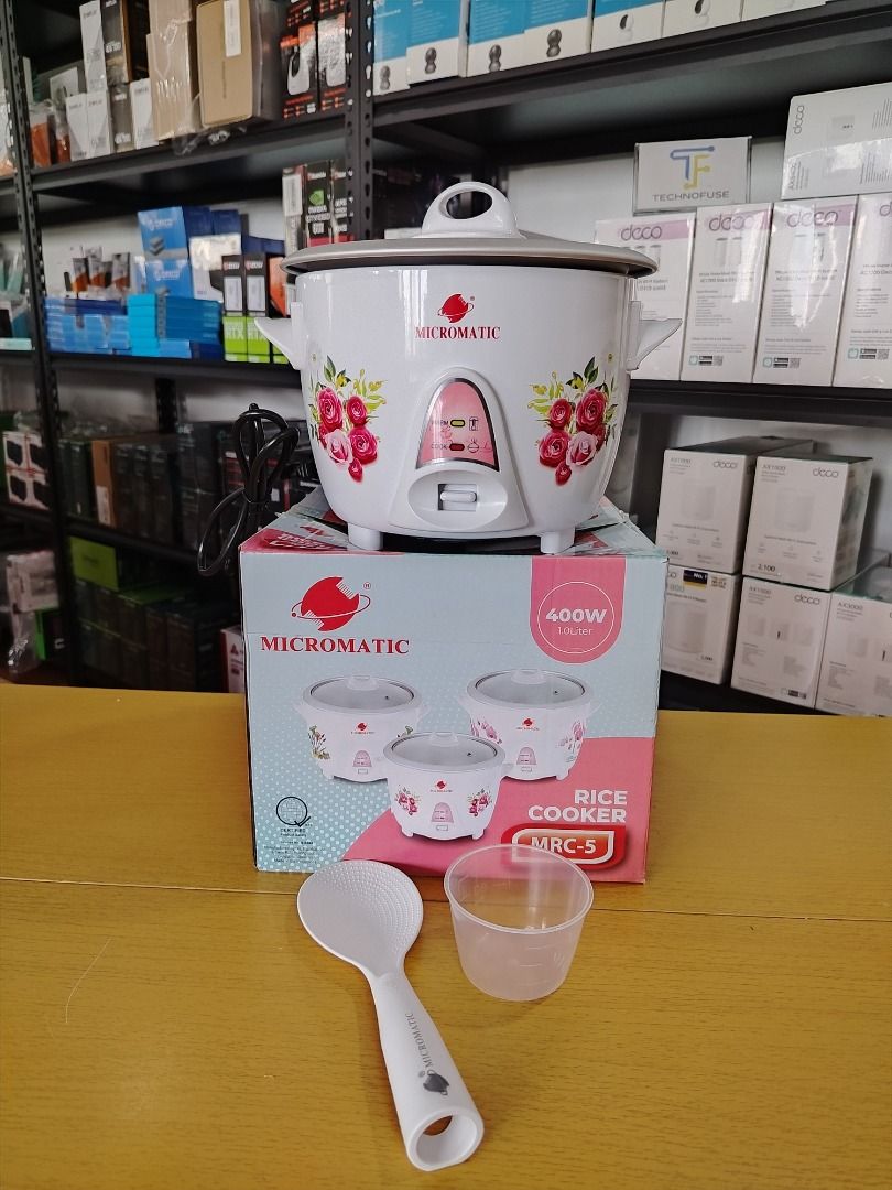 Micromatic 1L / 5 Cups Rice Cooker MRC-5 (Category: Cookware & Accessories) located in Pasig City. Submitted by technofuseofficial (Listing ID 1456859379, Image 2). Description: Micromatic 1L / 5 Cups Rice Cooker MRC-5 Brand New and Original Items Store Location: 4F Unit 402, 604 Shaw Boulevard, Barangay Kapitolyo, Pasig City Same Day Delivery: - Lalamove delivery within Metro Manila - For walk-ins: Always PM first for item availability - We are 