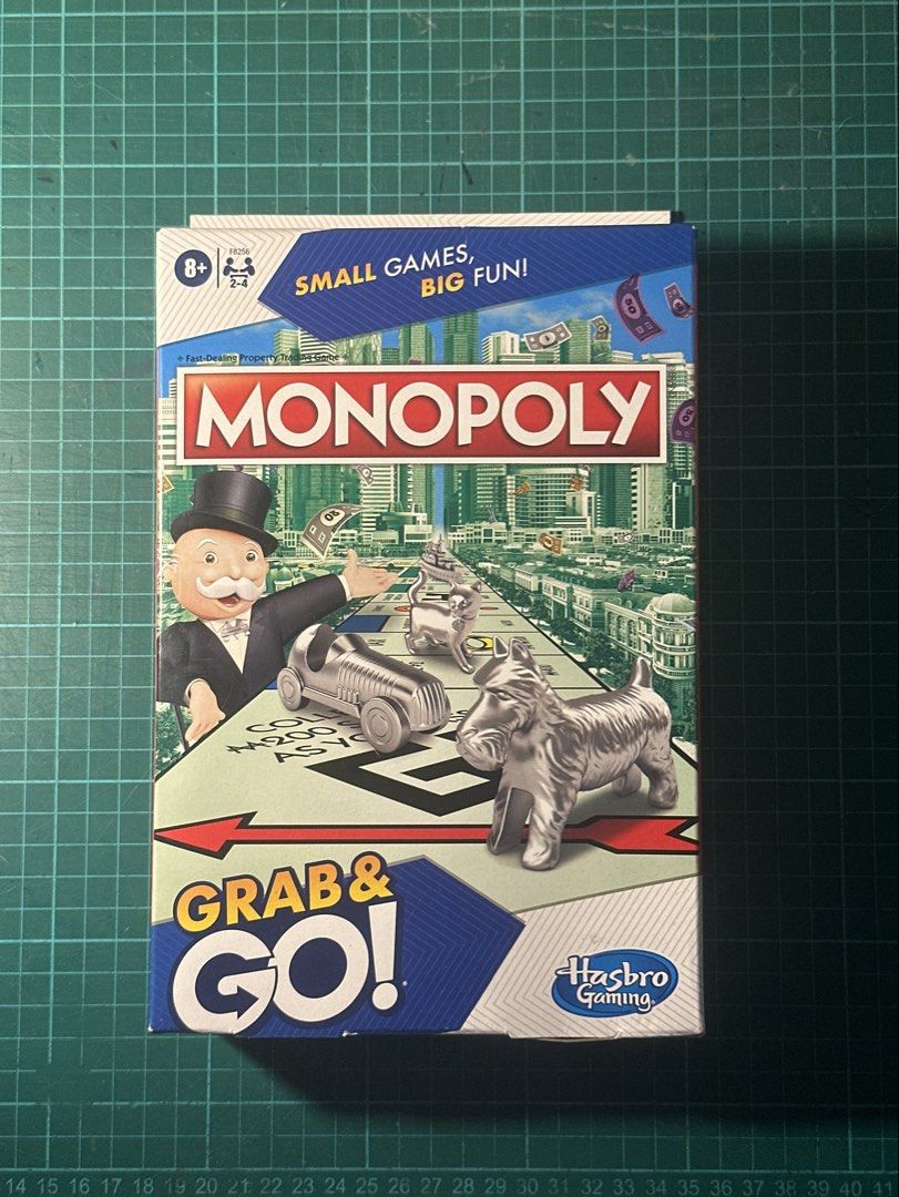 Monopoly Grab & Go! Classic Edition Board Game (Category: Board Games & Puzzles) located in Pasig City. Submitted by jairacas (Listing ID 1456834711, Image 1). Description: - classic Monopoly fun in a compact Grab & Go! edition. - buy, sell, and scheme your way to victory (or bankruptcy!). - easy to store and perfect for fun on the move. - ideal for family game nights and travel adventures. includes (complete set): - gameboard - card sheet - 6 pl