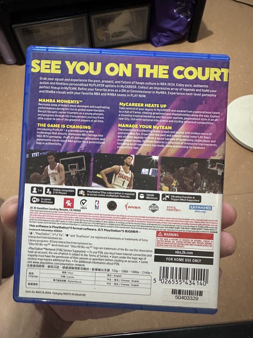 NBA 2K24 Kobe Bryant Edition PS5 Game (Category: PlayStation) located in Las Pinas. Submitted by treyyywayyy (Listing ID 1456911528, Image 2). Description: - NBA 2K24 Kobe Bryant Edition for PS5 - Experience the past, present, and future of basketball - Play with your favorite NBA teams and players - Features MyCAREER, MyTEAM, and Play Now modes - Includes Pro-AM and online multiplayer - Get ready for next-level gameplay.