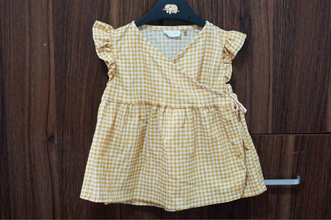 Next Baby Yellow Gingham Wrap Top (Category: Babies & Kids Fashion) located in Bacoor. Submitted by catpicks (Listing ID 1456858517, Image 1). Description: Yellow gingham wrap top from Next Baby Barely used, really pretty! Shipping via LBC, php 64 door to door..