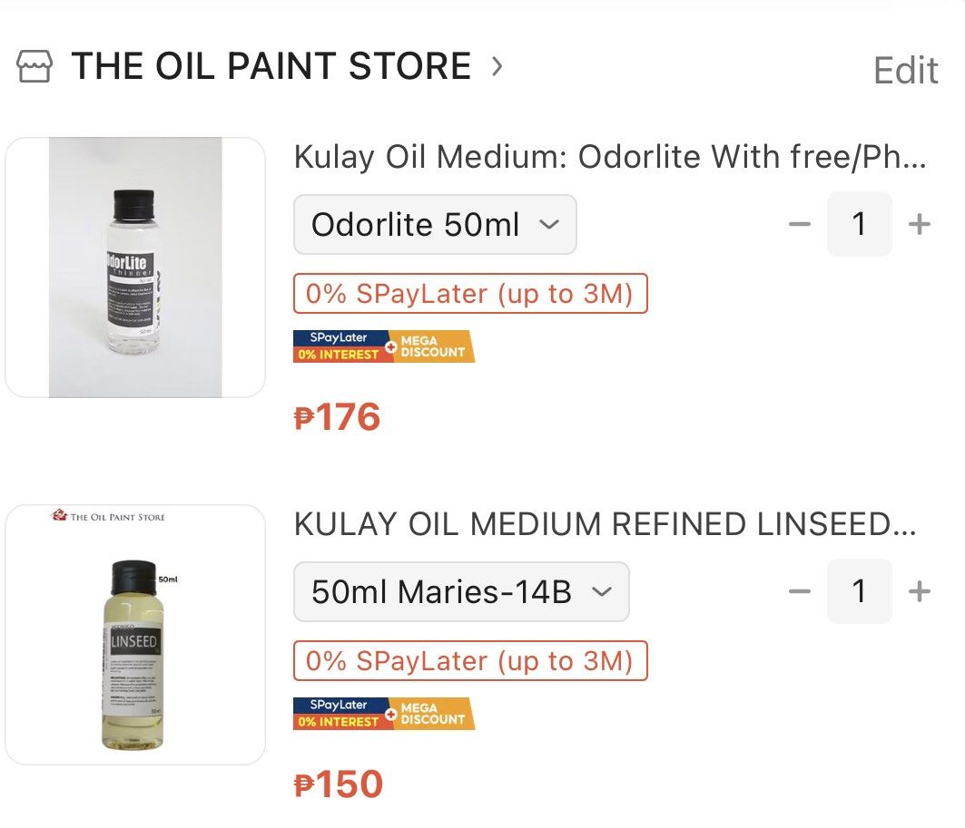 Oil Painting Materials (Category: Art & Prints) located in Pasig City. Submitted by eun.isa (Listing ID 1456842837, Image 3). Description: PLEASE READ FIRST ❗️ - pay as you order - NO rush shipping - sf is shouldered by the buyer - no COD - mop: gcash issues/description about the item: - i have opened the box of the oil paint before but i have never touched or opened the tubes inside. oil thinner and linseed oil are all full. - you can ask for mo