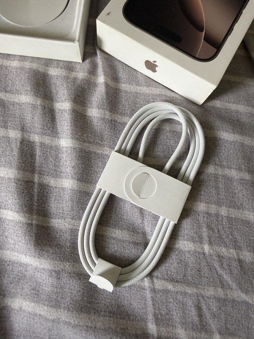 Original Apple USB-C charge cable (Category: Chargers & Cables) located in Taguig. Submitted by barbzz (Listing ID 1456846966, Image 1). Description: Cable only. - Never been used - this cable is from my iphone 16 pro .