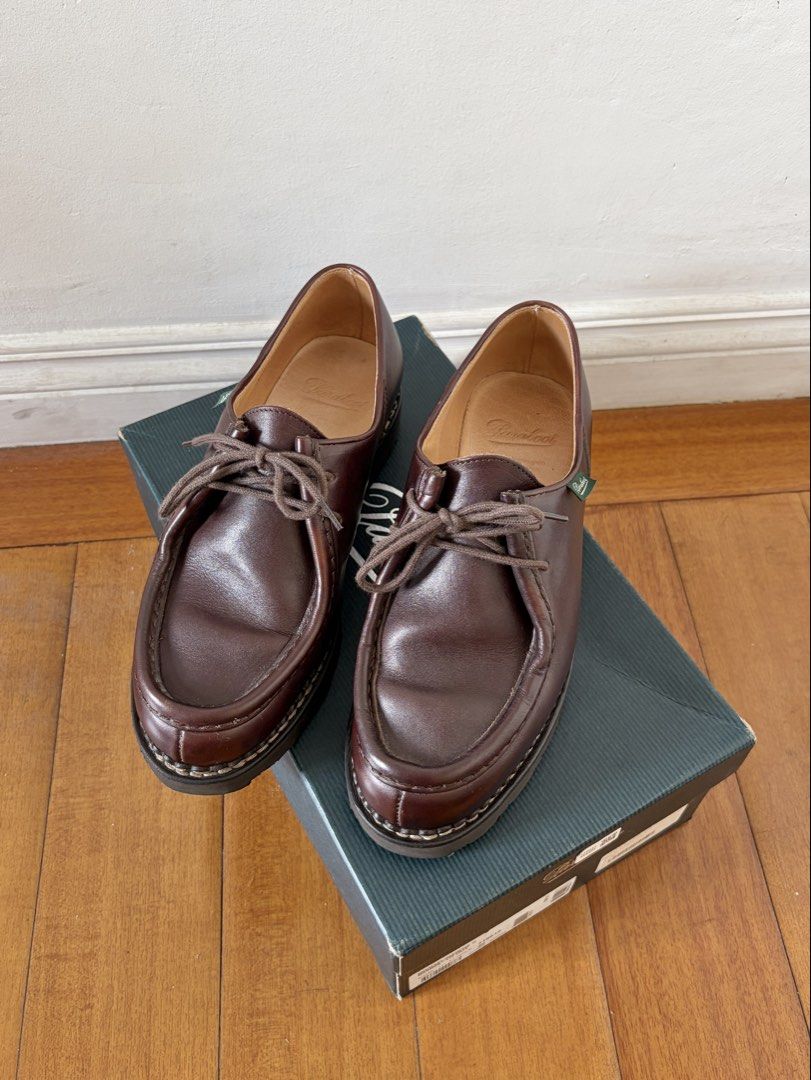 Paraboot Michael Lis Cafe - Size 40 (Category: Dress Shoes) located in Manila. Submitted by dankyle (Listing ID 1456872073, Image 3). Description: Paraboot Michael - Lisse Cafe Size 40 - Fits men size US 7.5 Good Condition - signs of use From Japan Nov 2025 Used only for 4 months With original box and dust bags Free horsehair brush and shoe cream RFS: not using anymore.