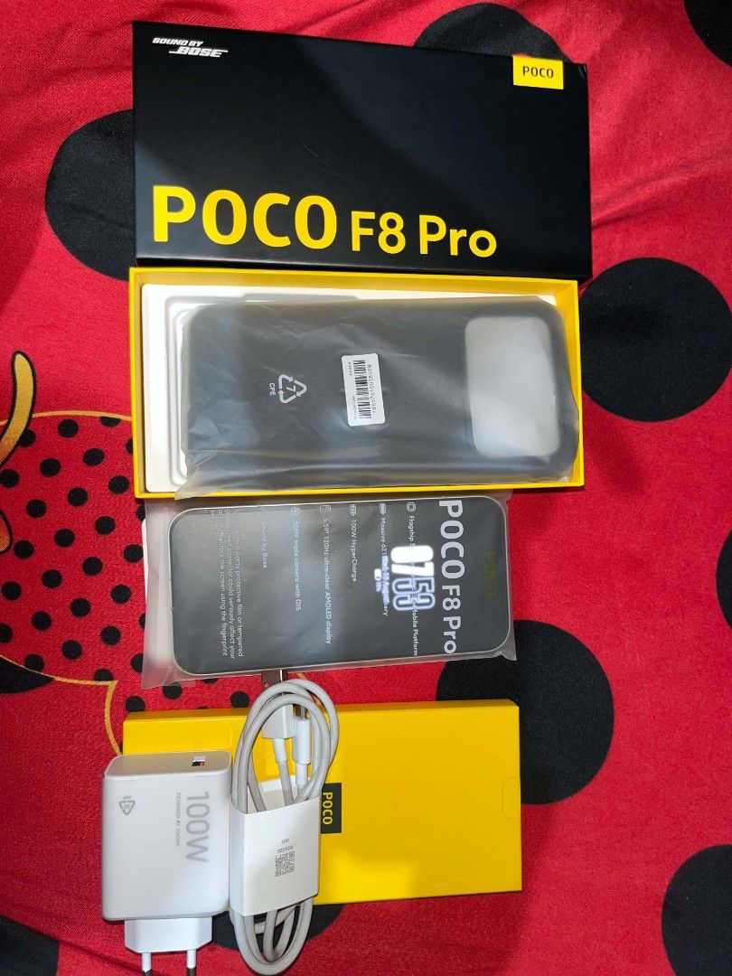 Poco F8 Pro (Category: Xiaomi) located in Manila. Submitted by badjooong (Listing ID 1456815246, Image 1). Description: POCO F8 PRO 5G 12+16/528GB 6.59" INCH 12+16/528GB FINGERPRINT DISPLAY AMOLED CORNING GORILLA GLASS 50MP 4K 60FPS - 8K SNAPDRAGON ELITE 8 3NM 3023050 V11 ANTUTU SPEAKER DOLBY ATMOS (TUNE BOSE) 6210MAH BATTERY 99% BATTERY HEALTH SMOOTH ON HARDGAMES HIGH QUALITY CAMERA LONG LASTING BATTERY OVERALL FLAGSHIP PHONE COMPLETE: W/RECEIPT